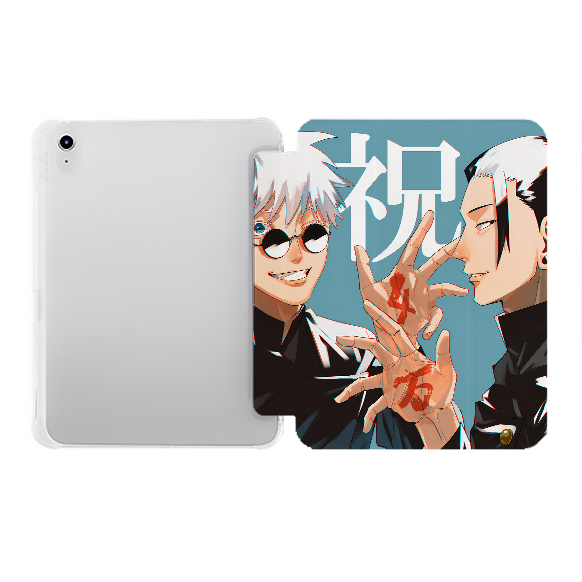 （画像用） 呪術廻戦 Jujutsu Kaisen IPad ケース ペン収納付き 三つ折りスタンド PUレザー×シリコン 対応機種9.5/10.5/10.9インチ